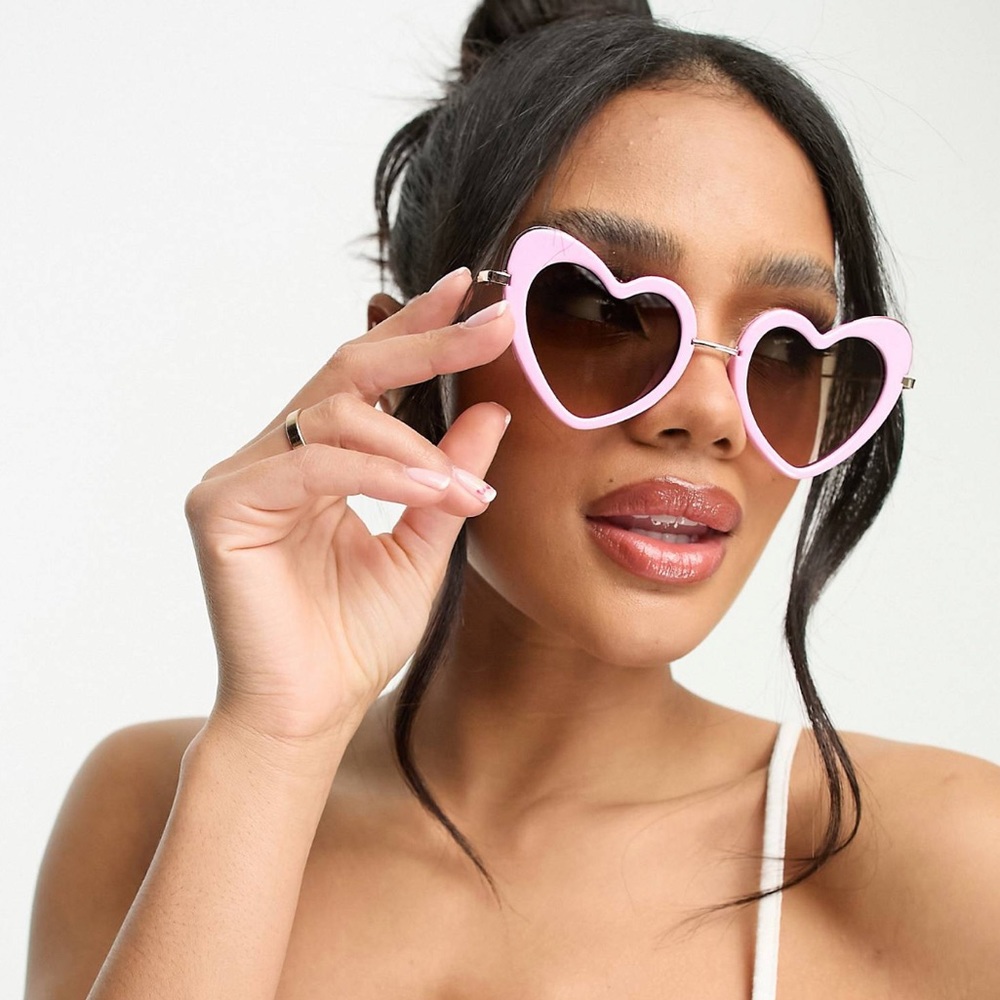 ASOS Pink Heart-Shaped Sunglasses with Gradient Lenses - Picture 3 of 3